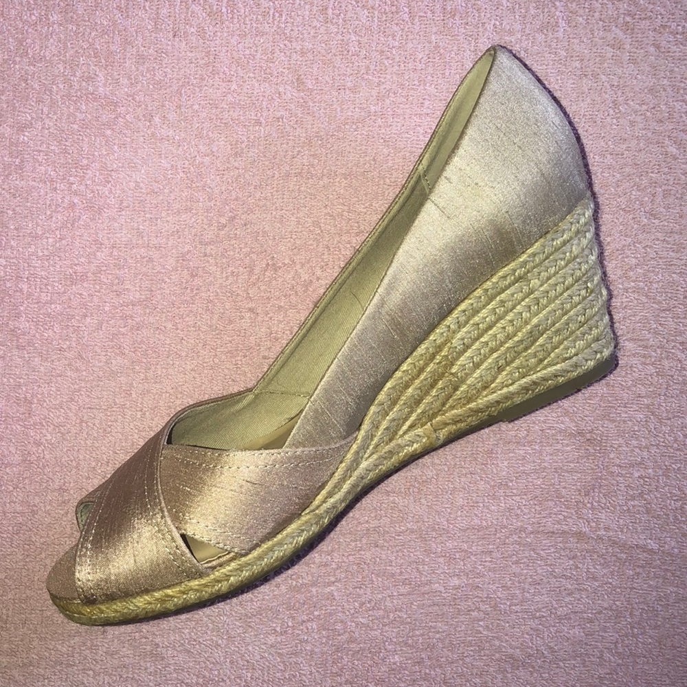 🔴 Liz Claiborne wedge shoes natural Beige # X - Picture 6 of 8